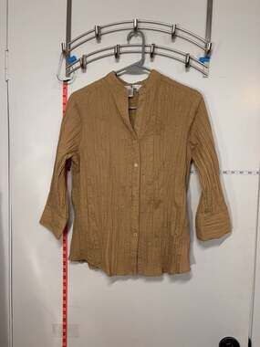 P1: Fred David fun business Textured Button-Down Shirt Tan Size S